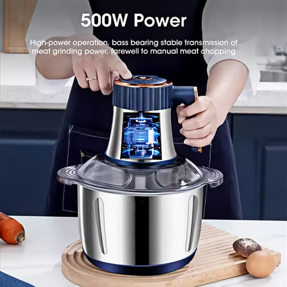 132gal Large Capacity Stainless Steel Electric Food Chopper  Processor  BiLevel Blades 40 000 RPM Motor Sturdy Construction Vegetable Slicer And Chopper  Perfect for Kitchen Vegetables Fruit Onion Garlic Nuts Meat Dough And More
