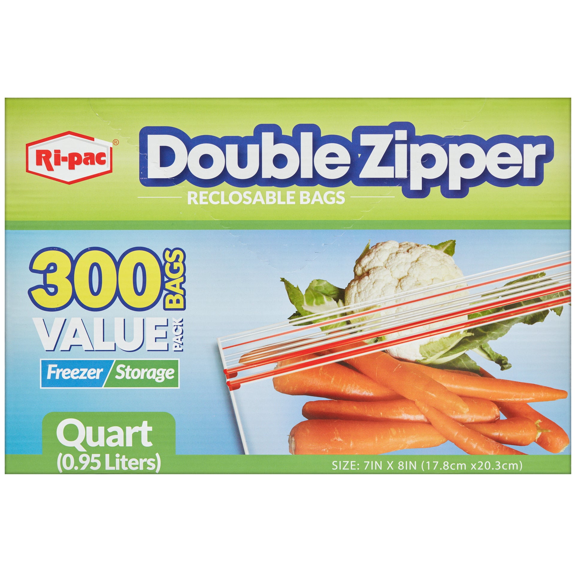 Double Zipper Reclosable Bags Quart 095Liters Size 300 bags