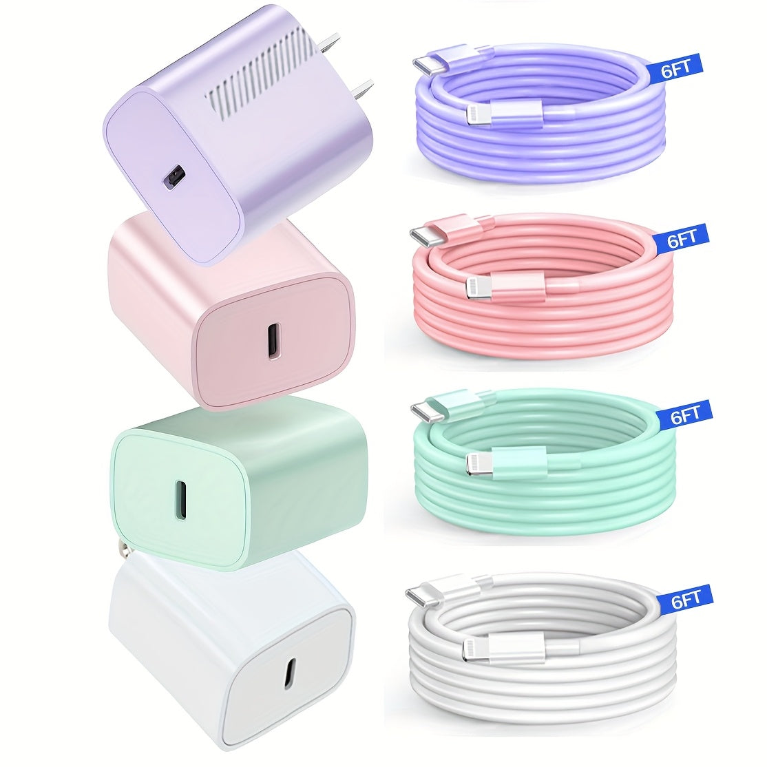 MFi CertifiedFor iPhone 14 13 12 Fast Charger 20W PD USB C Wall Charger with 6ft Fast Charging Cable for iPhone 1414 Pro14 Pro Max14 Plus131211ProPro MaxMiniXs MaxX iPad  GreenPinkPurpleWhite