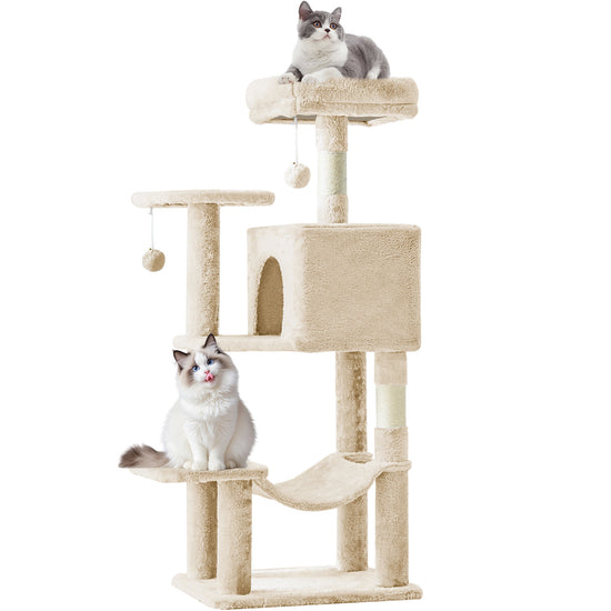 44Inch MultiCat Tree Tower with Condo  Hammock  Natural Sisal Scratching Posts Perches Pet House for Indoor Cats BeigeGrayLight GrayPinkBlackRed