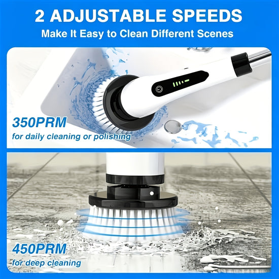 2026 New Electric Spin Scrubber Powerful Brush for Bathroom Bathtub Shower Floors And Cars USB Rechargeable DualSpeed Detachable Telescopic Handle Comes with 8 Replaceable Brush Heads And 1 Gap Brush MotherS Day Gift