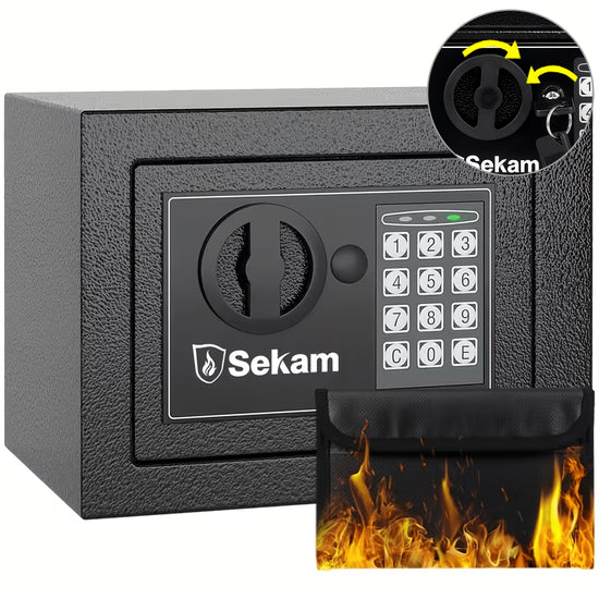HeavyDuty Fireproof Steel Safe With Cash Bag  Secure Home Safe Box With Keypad  Key Lock Ideal For Storing Money Documents And Valuables BlackValentineS Day