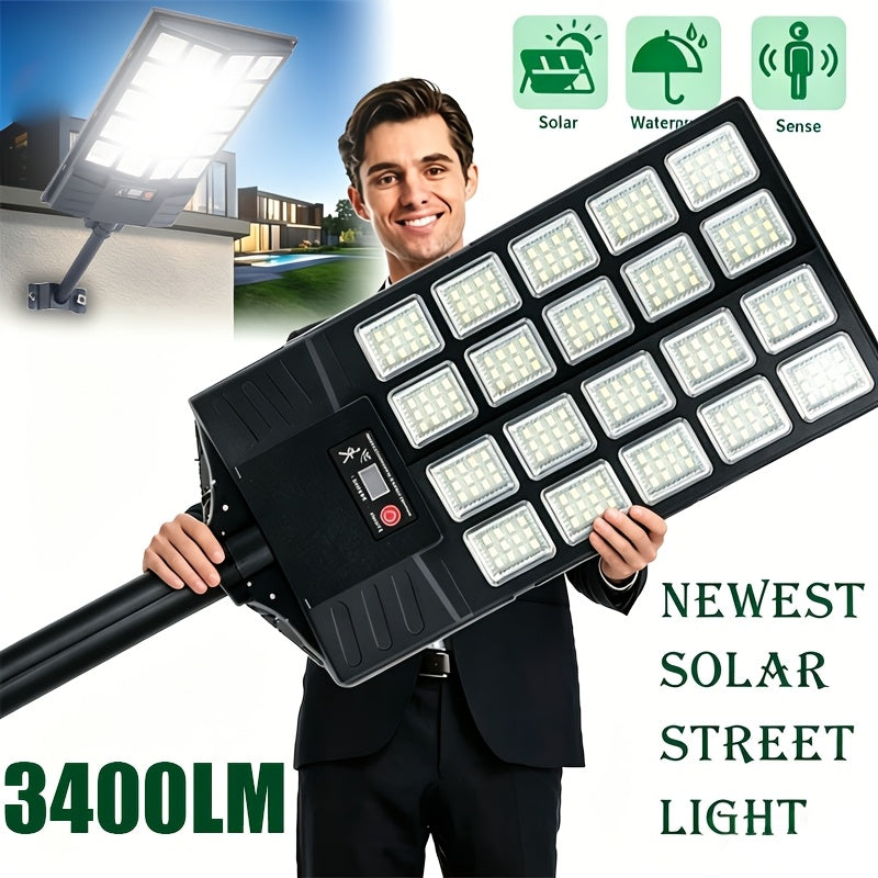 Outdoor Solar Street Lights Super Bright Commercial Lights Dusk to Dawn Solar Lights with 3 Level Brightness No Electricity Cost Portable Street Lights for Garden Yard Lawn Garage Path