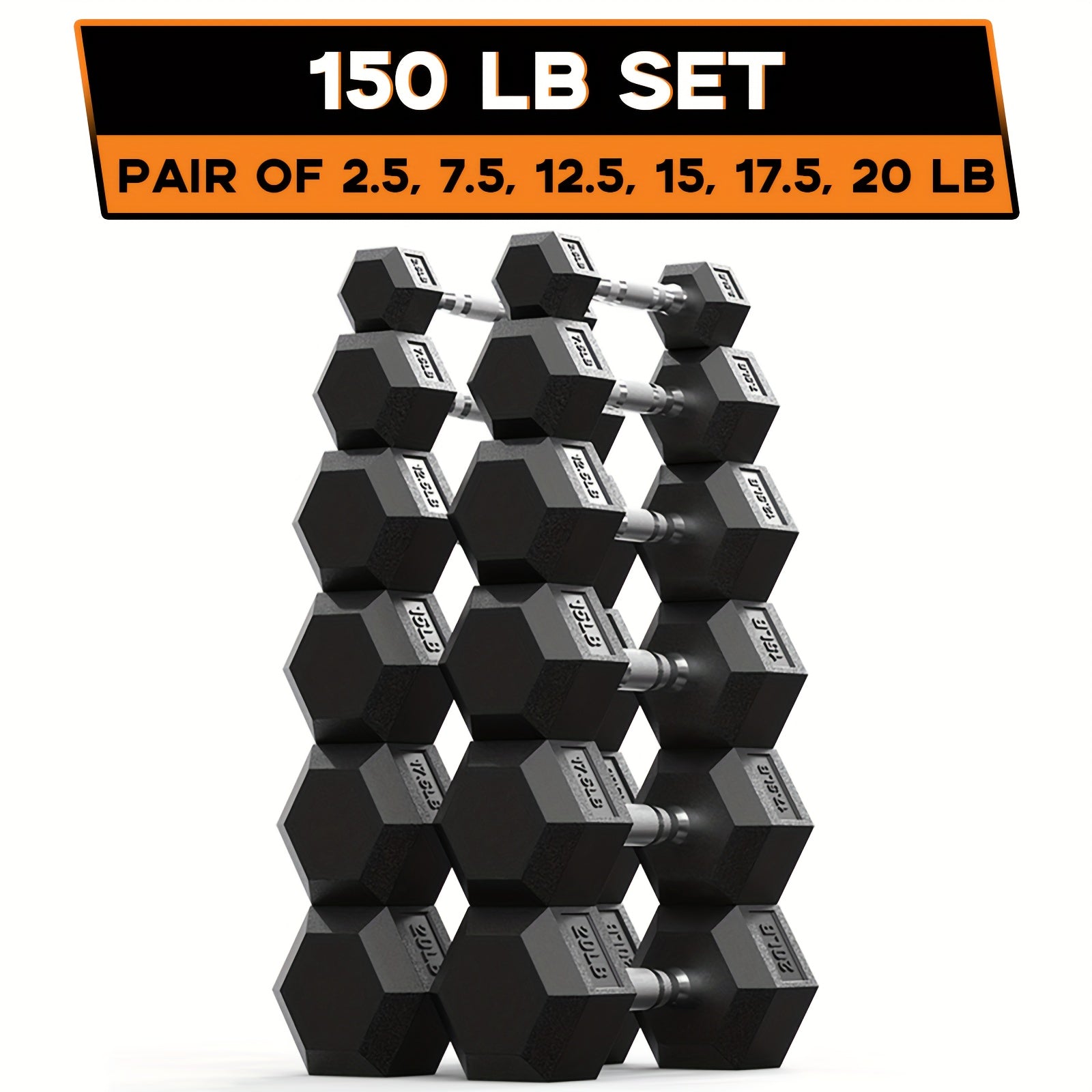AMGYM 40550LB Heavy Duty RubberEncased Hex Dumbbell Set Strength Training Weights With NonSlip Grip Home Gym Equipment For FullBody Workout Strength Training Muscle Building Fitness Workout Sturdy Construction Exercise Weights Gym Users
