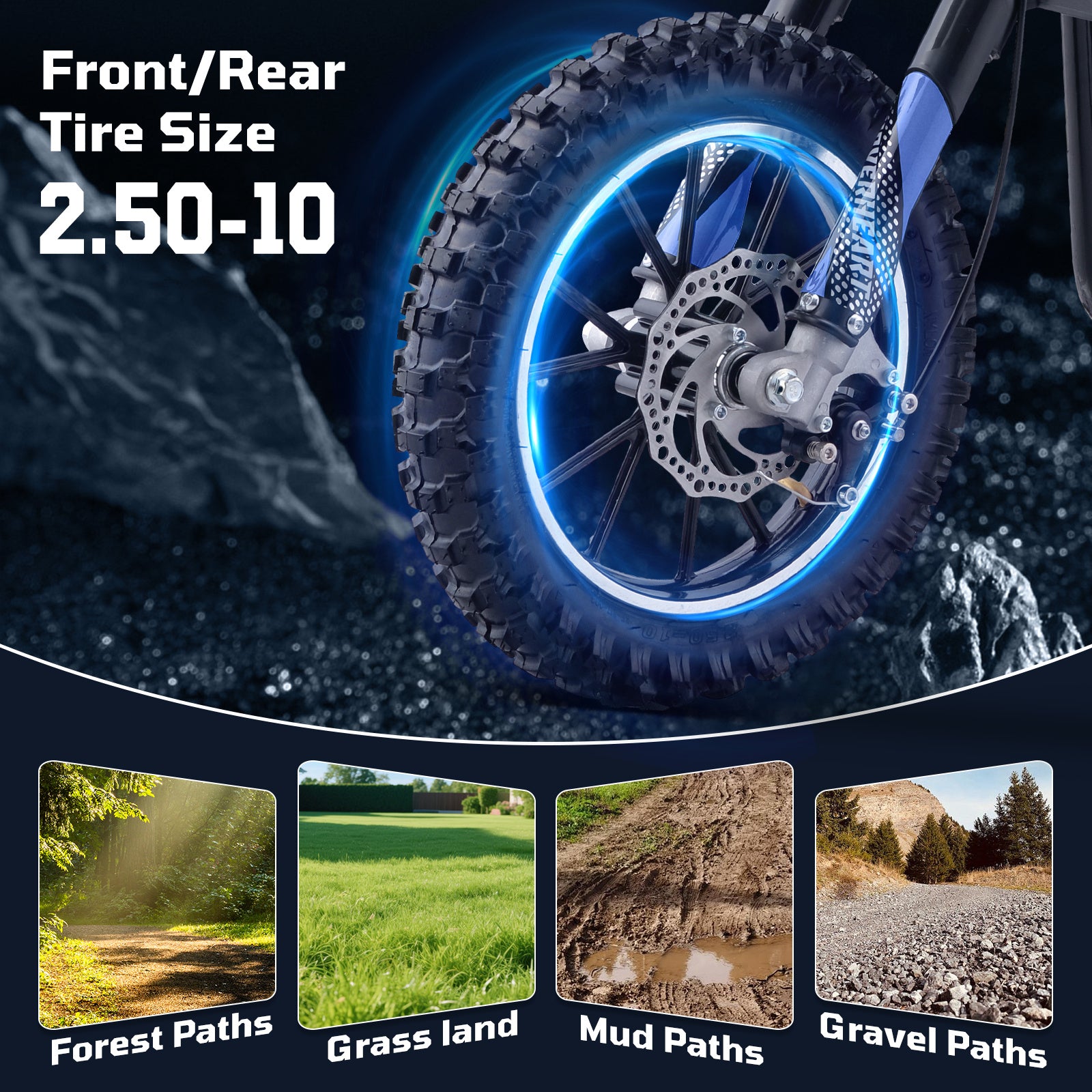50cc Gas OffRoad Motorcycle  4Stroke OffRoad Motorcycle 25 MPH Disc Brakes 165 lbs Maximum Capacity OilFree Hybrid Model DB4S004
