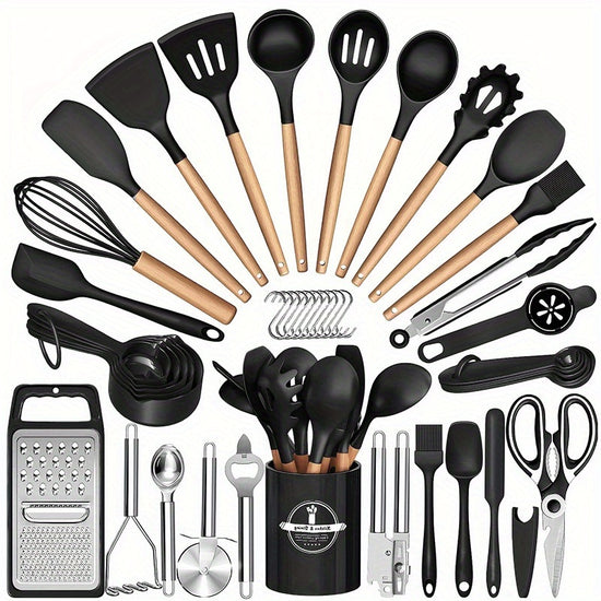 3744pcs Complete Silicone Kitchen Cooking Utensil Set Ultra CostEffective AllInOne Kitchen Gadgets High Heat Resistant NonStick Cookware Tools Dishwasher Safe Ideal for Cooking Beginners And Kitchen Enthusiasts Perfect Holiday Gift