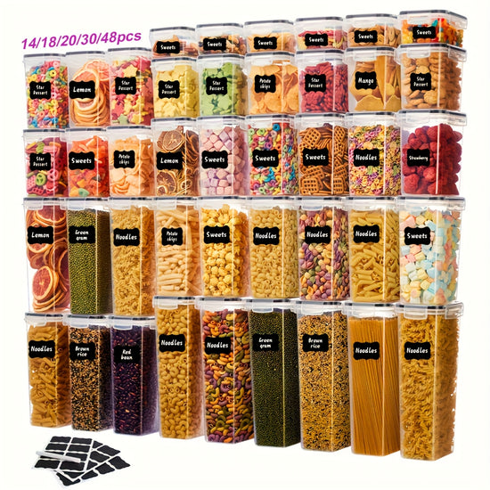 141830486084pcs Airtight Food Storage Containers with Lids BPA Free Plastic Kitchen Storage Containers for Rice Spaghetti Cereal Pasta Flour And Sugar Containers 7915243042 Lids7915243042 Containers Kitchen Additions