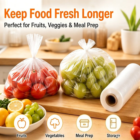 2 Rolls400pcs Disposable Food Storage Bags 200pcsRoll Suitable Fresh Keeping Plastic Bags for Kitchen Refrigerator Fruit  Vegetable Catering Supermarkets And Convenience Stores