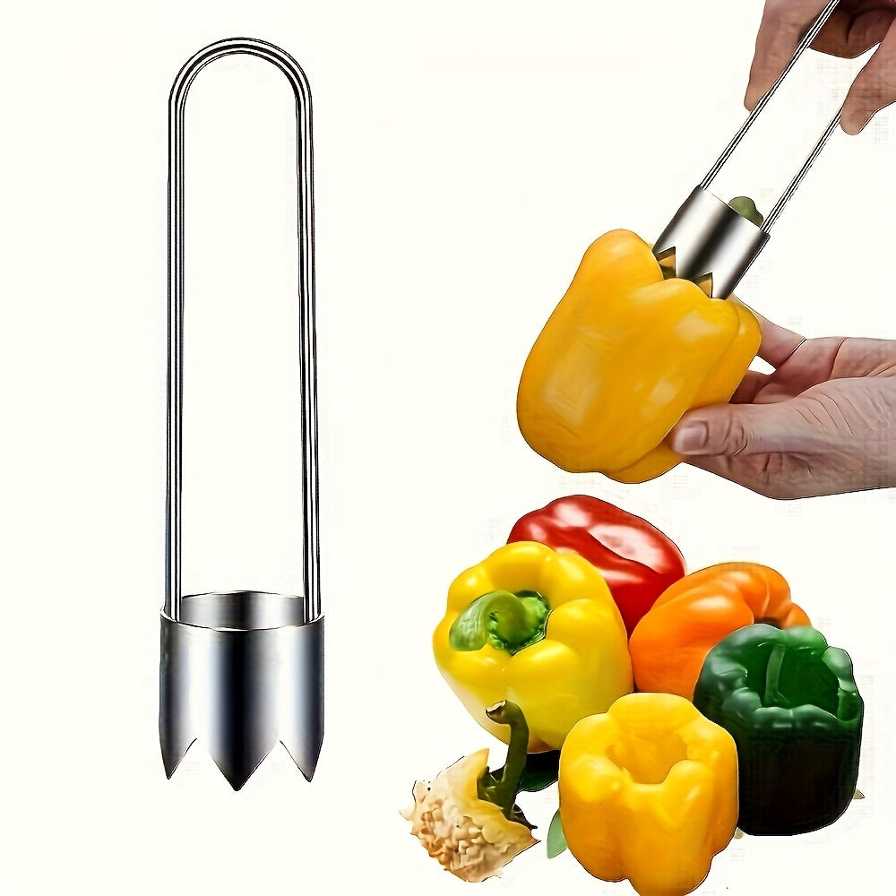 Stainless Steel Fruit And Vegetable Pitter Red Sweet Pepper Seed Remover Universal Kitchen Gadget for Apples Pears Tomatoes Peppers And Other Vegetables  Durable And Easy to Use Products That Can Be Used in 11 Festivals