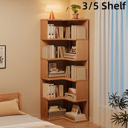 LShaped Corner Bookshelf with 35 Shelves Made of Solid Wood Designed to Stand on The Floor This SpaceEfficient Storage Rack in a Light Brown End Is Ideal for Books Decor And More And Is Easy to Assemble Standing Shelf