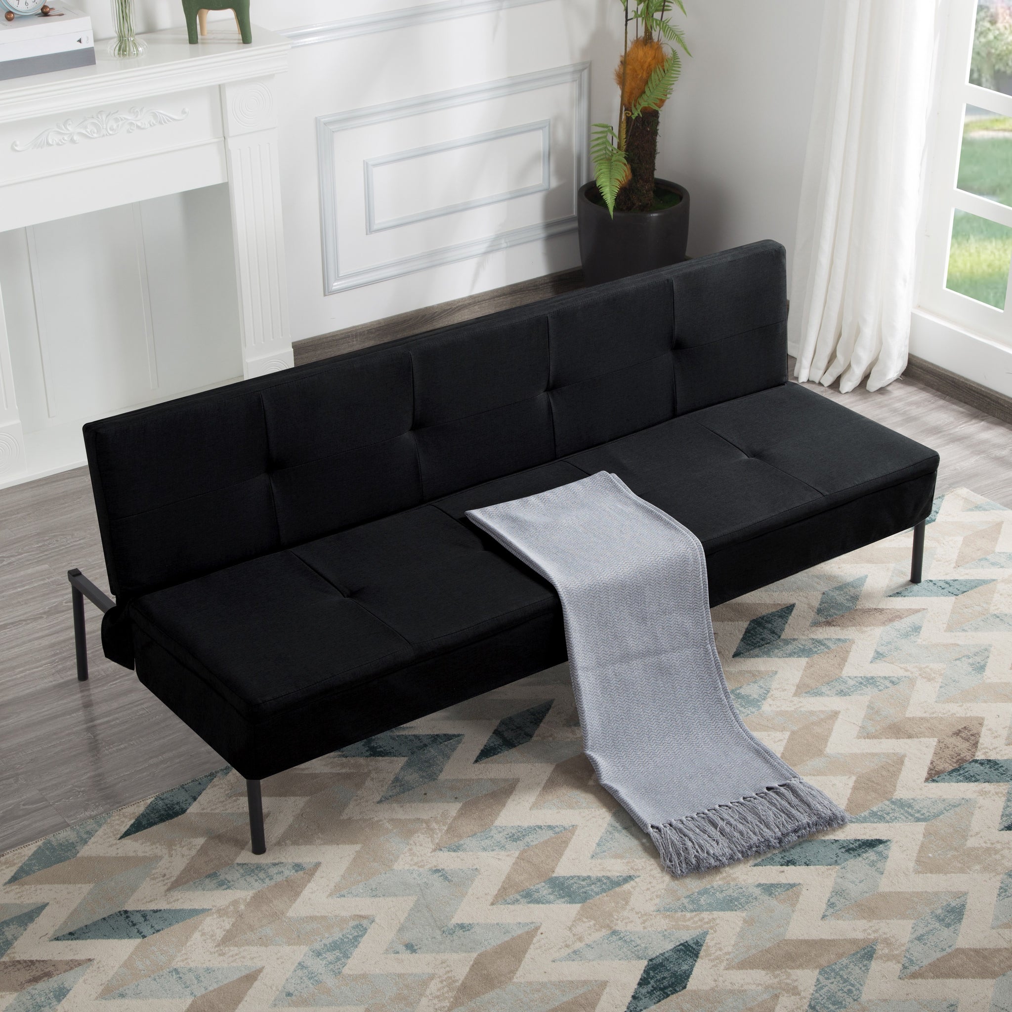 697 Convertible Futon Sofa Bed for Small Spaces in Living Room Or Office with 5 Adjustable Positions