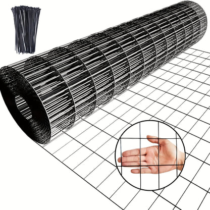 Black PVC Coated Welded Wire Fence 36 Inch X 50 Foot 2 Inch X 4 Inch 14GA Garden Border Fencing Roll Vinyl Coating Metal Wire Mesh Hardware Cloth for Yard Vegetable Plant Protection 100 Zip Ties