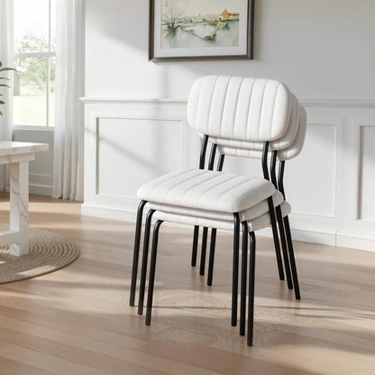 Bonnlo Modern Stackable Dining Chair Set of 24  SpaceSaving Sturdy Metal Frame PuFabric Padded Seat Easy to Clean Accent Chair for Home Kitchen Office Waiting Room Reception Church Banquet WhiteBlackBrown