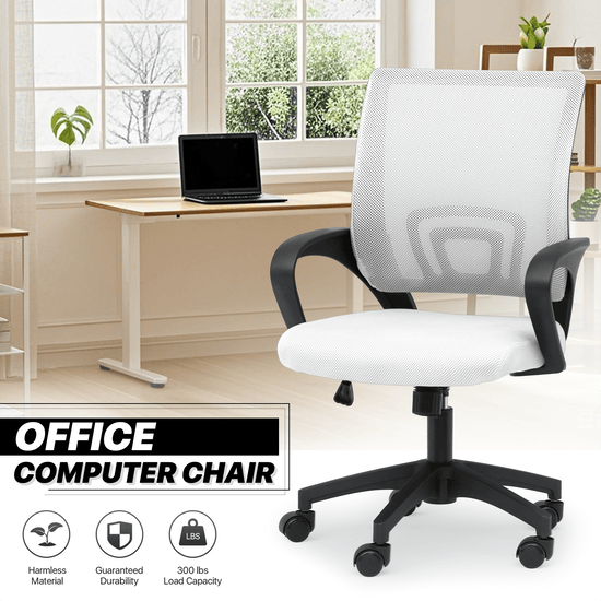 Mesh Office Home Chair Mid Back Ergonomic Rolling Swivel Chair with Padded Seat and Armrest