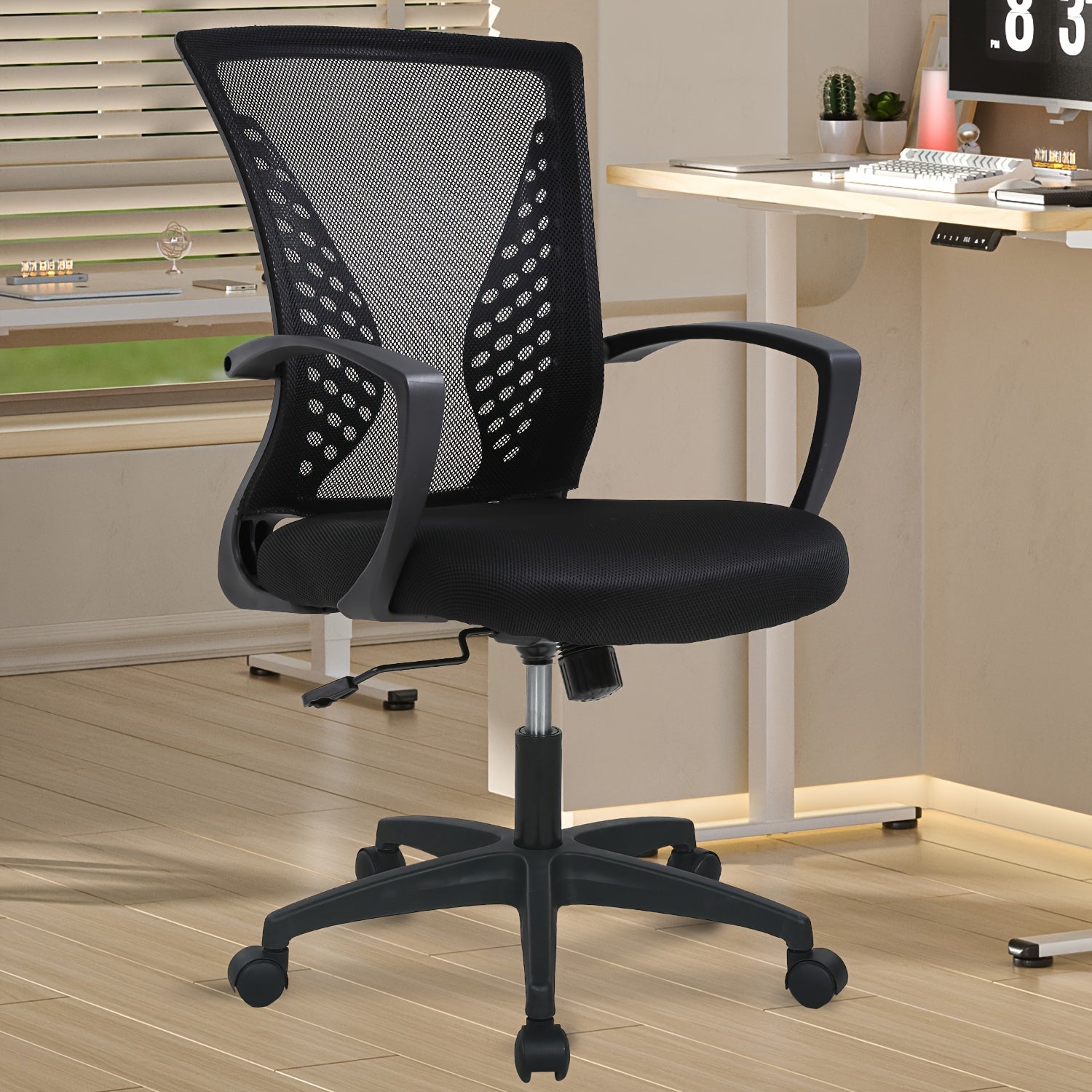 Home Office Computer Chair Ergonomic MidBack  Mesh Design with Ergonomic And Armrest Adjustable Height Adjustable Computer Chair Swivel Rolling Task Chair Modern Executive Chair