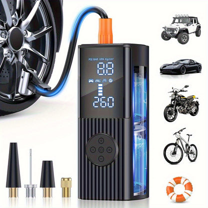 Portable Tire Inflator with Digital Pressure Gauge Car Tire Pump 210 PSI 22 Cylinders Rechargeable Battery LED Light Cordless Air Pump Wireless Bicycle Tire Pump Suitable for Cars Motorcycles Bicycles Balls Etc New