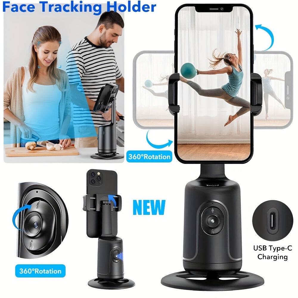 Auto Face Tracking Tripod with 360 Rotation AI Auto Tracking Phone Holder Stand