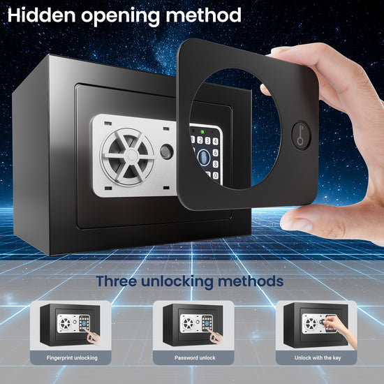 Grimtron Safe Box  023 08113171Cu Ft CombinationFingerprint PasswordLock Suitable for Offices Bedrooms And Bedside TablesIdeal for Storing Money Documents Passport The Best Storage Christmas Gift