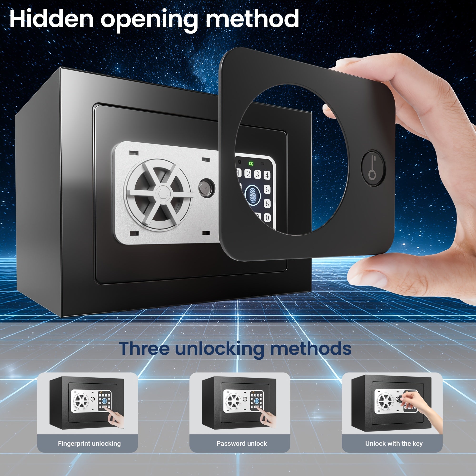 Grimtron Safe Box  023 08113171Cu Ft CombinationFingerprint PasswordLock Suitable for Offices Bedrooms And Bedside TablesIdeal for Storing Money Documents Passport The Best Storage Christmas Gift