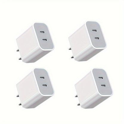 USB C Wall Charger 40W 2pcs3pcs4pcs Dual Port 20W Type C Fast Charging Block Durable Compact Power Adapter for iPhone 1112131415Pro Max XSXRX iPad Pro Air Pods Pro Samsung Galaxy White