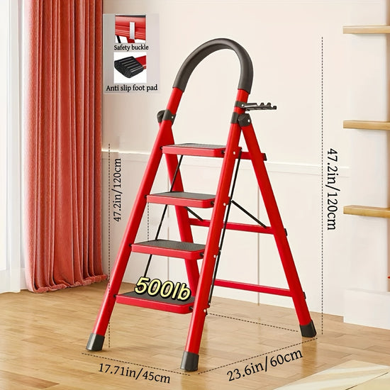 1pc HeavyDuty 2345Step Portable Folding Ladder 500 Lbs Load Capacity Durable Plastic Material with NonSlip Steps Lightweight and Portable Suitable for Home and Industrial Use
