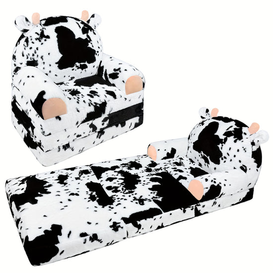 Kids Chair Plush with Removable Cover Kids Sofa to Lounger Kids Couch for Kids Over 18 Months Toddler Recliners for Kids Cow