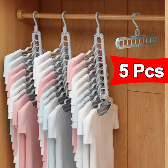 Set of 5 Sturdy Foldable Plastic Hangers Featuring 9 Holes  Designed to Prevent Slipping These Porous Hangers Are Ideal for Organizing Clothes in Closets Wardrobes And Dorm Rooms While Saving Space