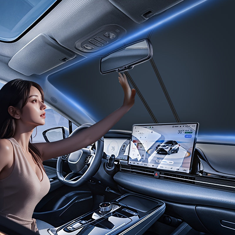 2024 Model Suitable for Car Sunshade RollUp Front Window Sunshade And Thermal Insulation Curtain Suitable for Enhanced Sunshade in The Car Providing Upgraded Sun Protection Function for Universal Car Sun Visor And Thermal Insulation Film
