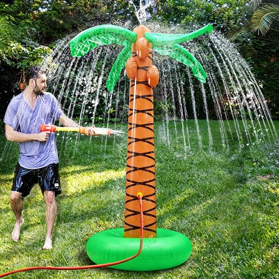 Summer Toys 61 Inflatable Palm Tree Backyard Sprinkler Spray Water Pool Inflatable Sprinkler For Yard Outdoor Hawaiian Party Coconut Tree For Lawn Sprinkler For Backyard Beach Games Beach Toys Pool Toys For Kids Pool Party Waterspraying Toys