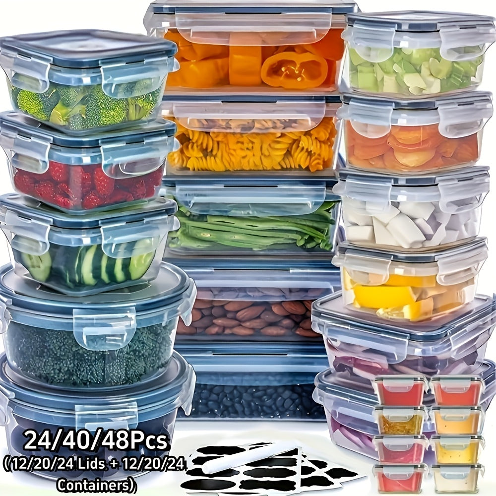 244048pcs Food Storage Container FreshKeeping Boxes EasyToSecure Lids 122024 Lids  122024 Box Airtight Plastic Containers for Food Suitable for Pantry Travel Outdoor Picnics Kitchen Organization Additions with Labels Marke