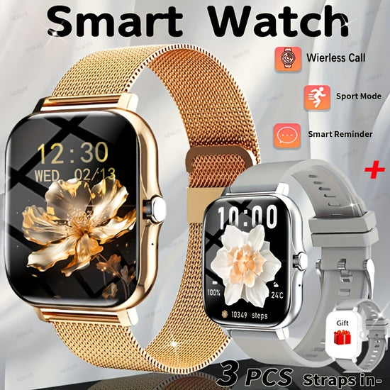 New 183inch Large Dial Full Touch Screen Mens And Womens Smartwatch with Wireless Calling And Message Reminders Is A Beautiful Gift for Family And Friends USB Rechargeable Weather Notification Sports Tracker Pedometer Multiple Sports Modes