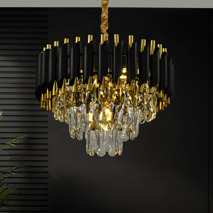 1pc Of Modern Style K9 Crystal Chandelier Modern Crystal Ceiling Lamp The Golden Metal Finish And Crystal Are Perfectly Combined Suitable For Cafes Bathrooms Living Rooms Bedrooms Dining Rooms Hallways Hotels Corridors Or Dressing Rooms