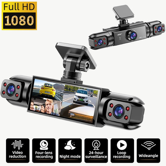 AXH 360 Panoramic 34 Lens Channel 1080P HD Ultimate Safety Dash Cam Set 1080P Front and 720P Full Coverage Front Rear Left and Right QuadSplit Screen Display HD Night Vision WDR GSensor Loop Recording  Car AccessoriesCar Dash