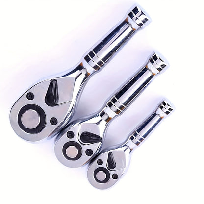 72Tooth Quick Ratchet Wrench Set Socket Wrench Compact DualDirection Short Handle For Auto Repair 3 Drive Sizes 14 38 12 WSocket Head Tool