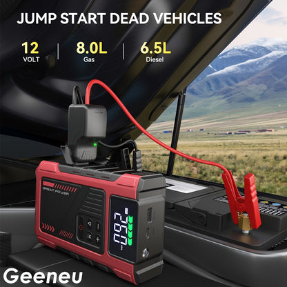 9in1 Portable Jump Starter with Air Compressor Jump Starter for Car Battery Jump Starter Portable Car Battery Charger Portable For12V80LGas172gal Diesel Start The Car Quickly USB Inputoutput LED Emergency Car Accessories Tools