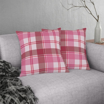 Decorative Indoor/outdoor Pillow - Pink and White Plaid
